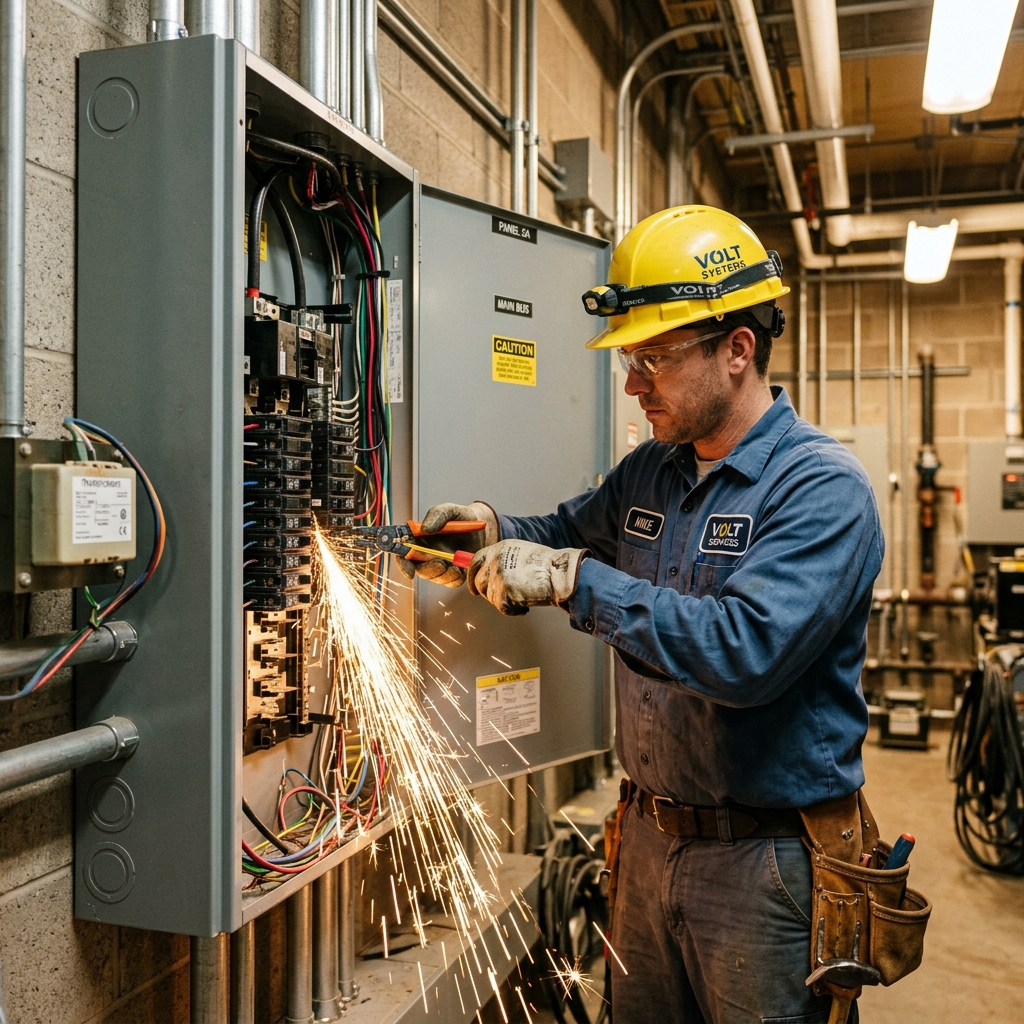 Electricista YEUB profesional trabajando